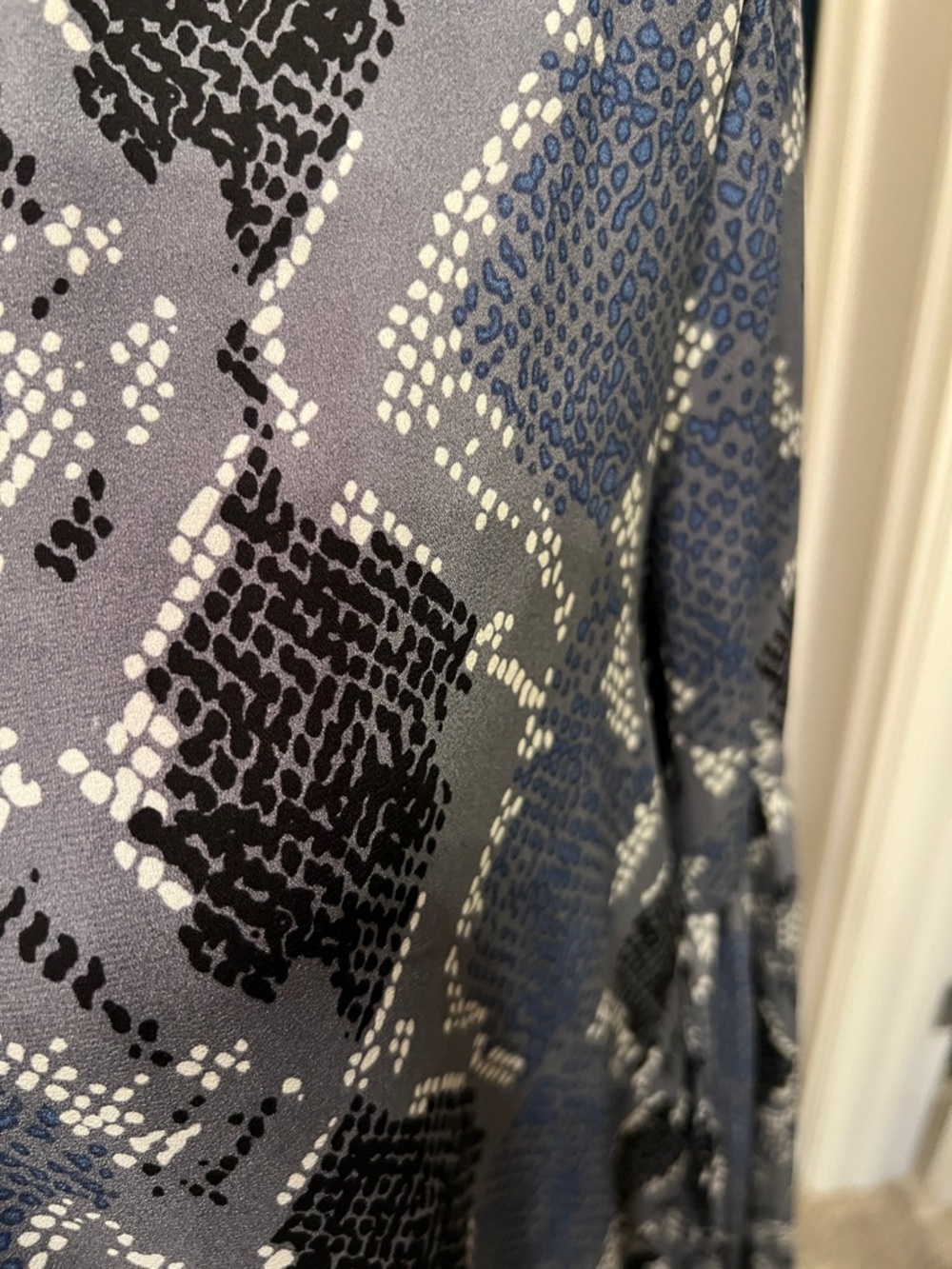 Buddy Love Blue, Black and White Patterned Button-Front Tunic - Picture 2 of 8